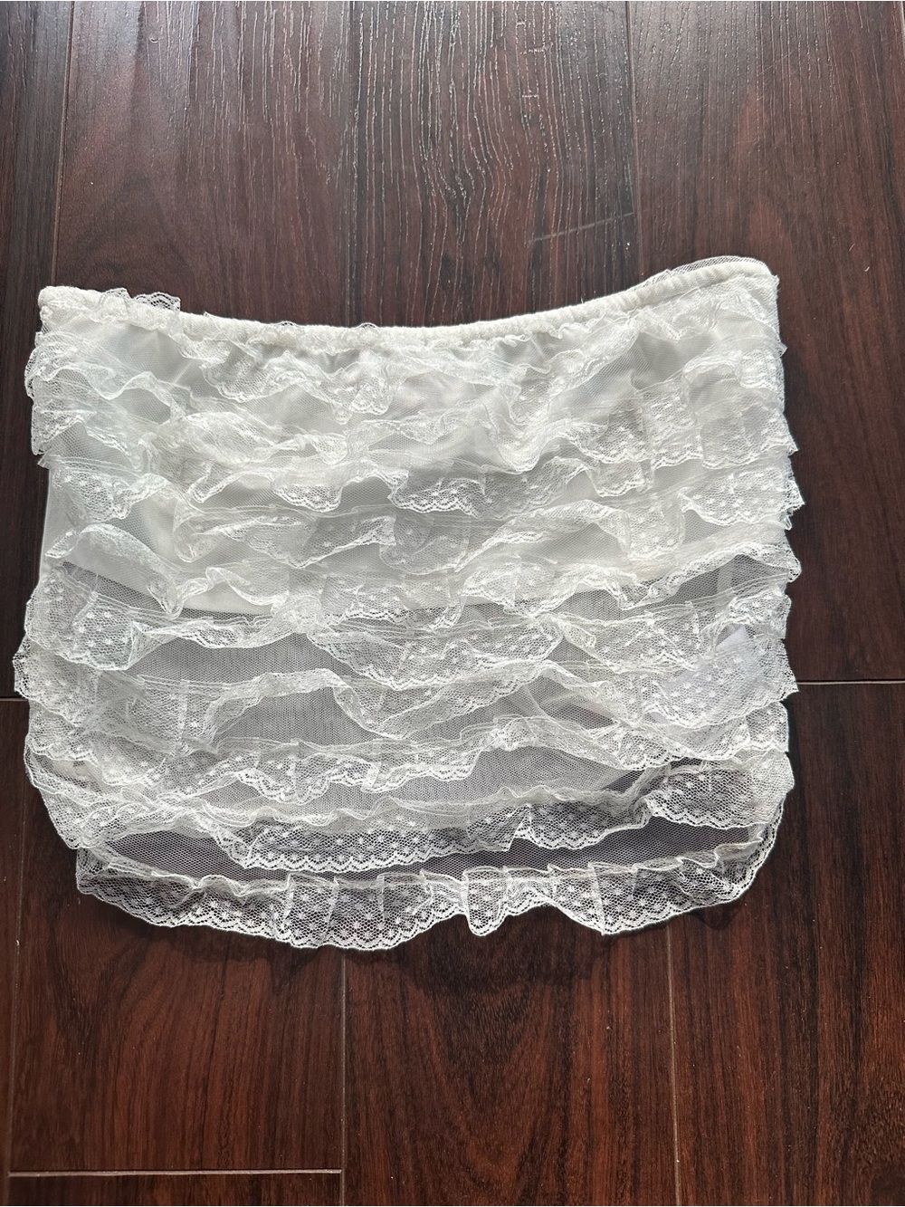 Edikted White Lace Ruffle Crop Top